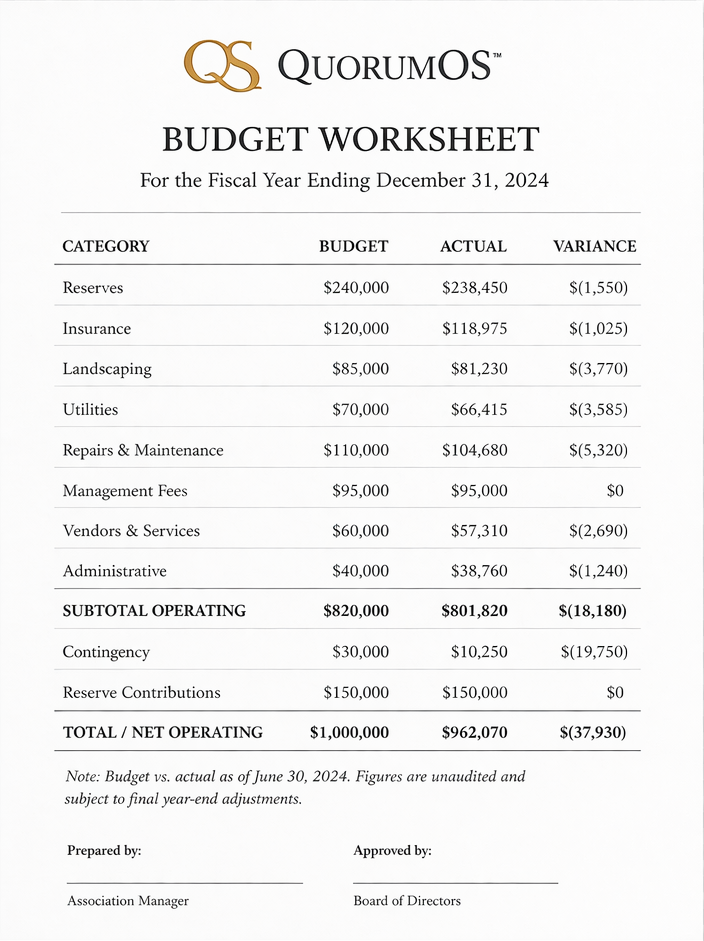 Budget Worksheet